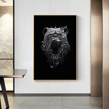 tableau chien dark fond noir