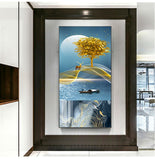 tableau peinture arbre magique en or