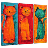 tableau peinture plusieurs chats rigolos