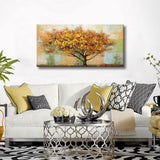 tableau peinture arbre feuilles jaunes