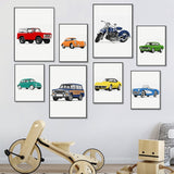 Cartoon Traffic Tool Canvas Painting Nordic Colourful 