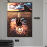 tableau reflet grand lion