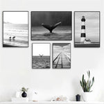 tableau noir et blanc plage calme