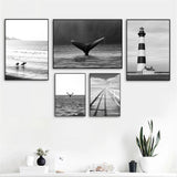 tableau noir et blanc plage calme