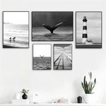 tableau noir et blanc mer clame