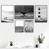 tableau noir et blanc mer clame