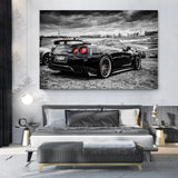 tableau surper car en noir et blanc