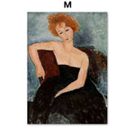 tableau peinture vintage femme robe noire