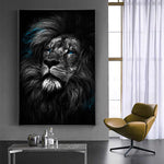 affiche lion 1 pièce Tache de peinture bleue