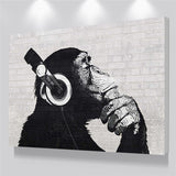 tableau singe qui écoute de la musique