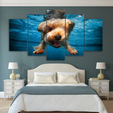 tableau chien dans l’eau