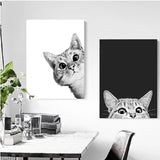 tableau chat gris sur fond blanc