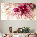 tableau peinture abstraite fleur rose