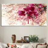 tableau peinture abstraite fleur rose