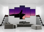 tableau ombre loup ciel rose