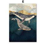 cadre peinture abstraite montagnes et baleines