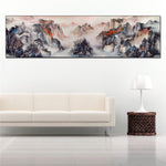 tableau peinture montagne et cascade