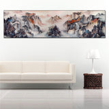 tableau peinture montagne et cascade