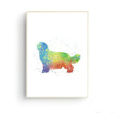 tableau abstrait chien rouge et vert