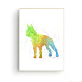 tableau abstrait chien rouge et vert