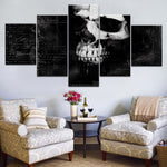 The black skull 5 Panel/piece HD Print modern art painting 