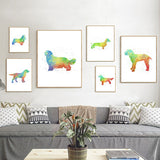 tableau abstrait chien rouge et vert