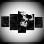 The black skull 5 Panel/piece HD Print modern art painting 