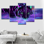 tableau tigres violet bord de l’eau