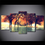 tableau rangée arbres oranges