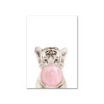 tableau tigre bulle rose