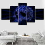 tableau crâne lumière bleue