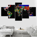 Tableau carte du monde Drapeau de pays 5 pièces | La maison des tableaux
