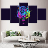 tableau tigre violet fond noir