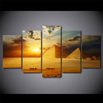 Tableau deux pyramides coucher de soleil