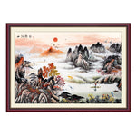 tableau peinture montagne et fumée blanche