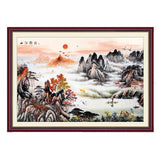 tableau peinture montagne et fumée blanche