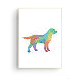 tableau abstrait chien rouge et vert