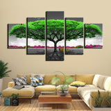 tableau arbre vert en noir et blanc