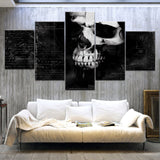 The black skull 5 Panel/piece HD Print modern art painting 