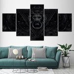 tableau lion vintage noir