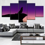 tableau ombre loup ciel rose