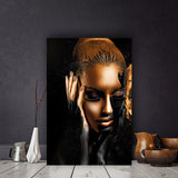 tableau peinture cheveux marron de femme