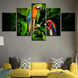peinture oiseau 5 pièces Deux perroquets 