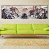 tableau peinture montagne et cascade