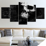 The black skull 5 Panel/piece HD Print modern art painting 