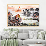 tableau peinture montagne et fumée blanche