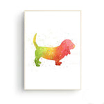 tableau abstrait chien rouge et vert