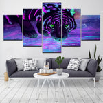 tableau tigres violet bord de l’eau