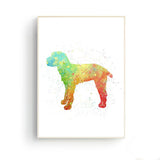 tableau abstrait chien rouge et vert