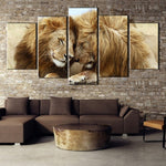 tableau deux lions amoureux